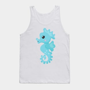 Cute Seahorse, Little Seahorse, Blue Seahorse Tank Top